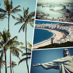 Collage of Rio de Janeiro ( Brazil ) images - travel background - obrazy, fototapety, plakaty