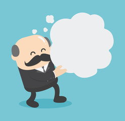 Businessman holding a empty speech bubble