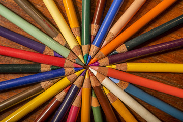 Fototapeta premium concentric circles of crayons