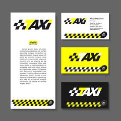 Taxi service. Set. Elements of corporate style. Business cards,