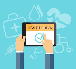   health check online  in tablet device Medical and health  concept