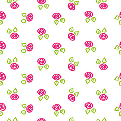 Simple seamless parren with doodle flower. Floral design for girl