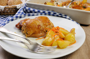 Pieces of chicken with potatoes