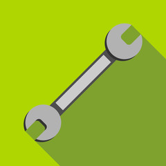 Wrench icon in flat style with long shadow. Tools symbol