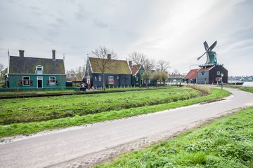 Amsterdam Holland, November 2014 : Holiday in Holland - Cold raining wet winter of Dutch Village Zaanse Schans