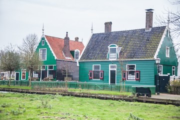 Amsterdam Holland, November 2014 : Holiday in Holland - Cold raining wet winter of Dutch Village Zaanse Schans