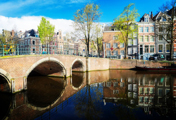 Naklejka premium Houses of Amstardam, Netherlands