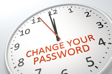 clock with text change your password