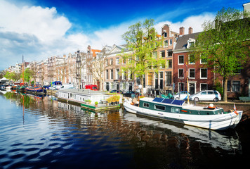 Fototapeta premium Kanał Amstel, Amsterdam