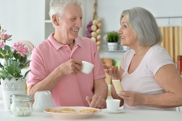 Senior couple drinking tea
