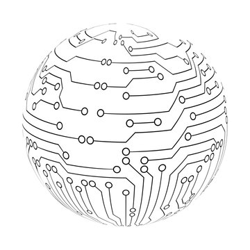 Abstract circuit board sphere. Vector EPS10