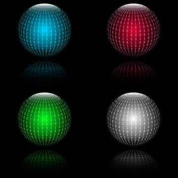 Binary code in sphere form. Vector illustration