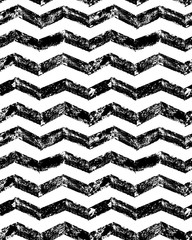 Black and white grunge chevron geometric seamless pattern, vector