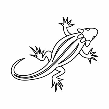 Lizard icon in outline style isolated vector illustration. Reptiles symbol