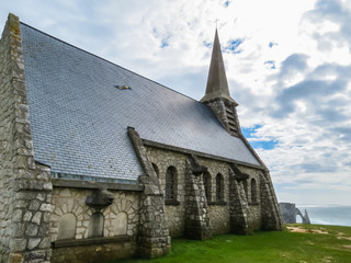 Fototapeta na wymiar Church Notre Dame de la Garde chapel, Etretat