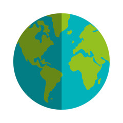 colored earth globe with distinction between water and land icon