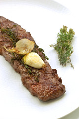 Beef steak and garlic