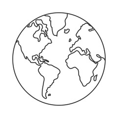 earth globe with distinction between water and land icon