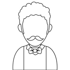 man with curly hair and mustache avatar icon