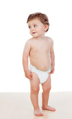 Baby with one years old doing funny gestures