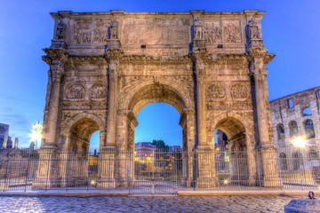Fototapeta na wymiar Arch of Constantine in Rome, Italy, HDR