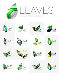 Obraz premium Futuristic design eco leaf logo set
