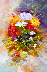 Obrazy na Szkle  Malarstwo olejne kwiaty