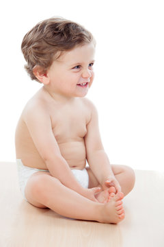 Baby with one years old doing funny gestures