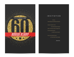 60th anniversary decorated greeting card template.