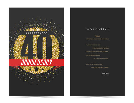 40th anniversary decorated greeting card template.