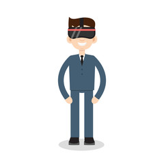 VR helmet man flat icon