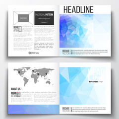 Set of square design brochure template. Abstract colorful polygonal background, modern stylish triangle vector texture