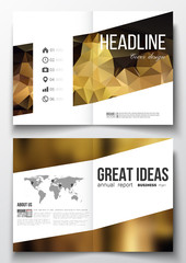 Set of business templates for brochure, magazine, flyer, booklet or annual report. Colorful polygonal background, blurred image, night city landscape, triangular vector texture