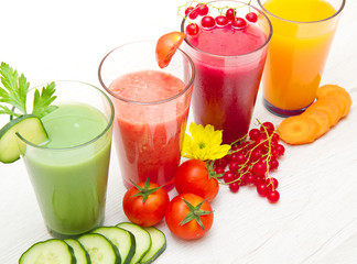 various Freshly Vegetable Juices