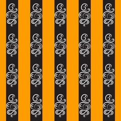 Pattern of rows of black on an orange background.