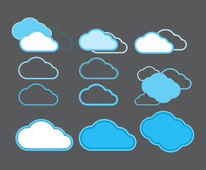 Vector icons in the form of clouds to indicate the cloud data st
