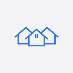 Blue home icon isolated on white background