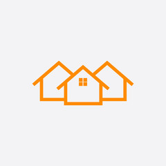 Fototapeta na wymiar Orange home icon isolated on white background