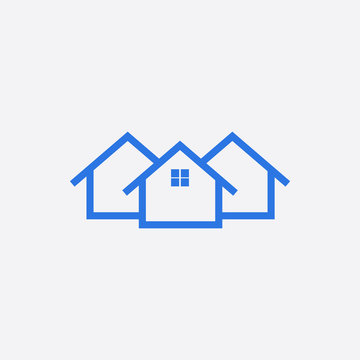 Blue home icon isolated on white background