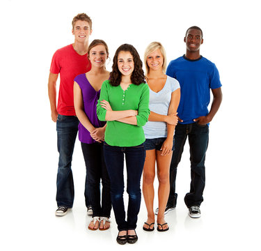 Students: Smiling Multi-Ethnic Group Of Teenagers