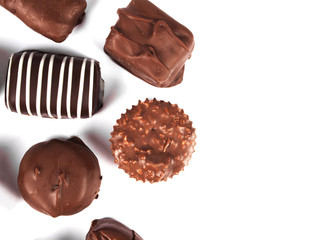 Chocolate candy on a white background.