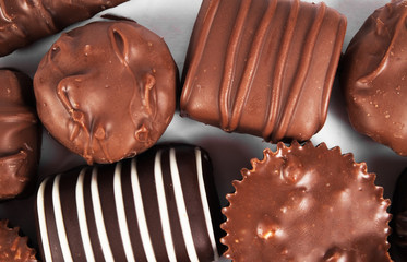 Chocolate candy on a white background.