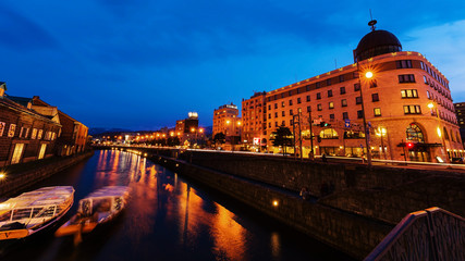 Naklejka premium Otaru canal at night