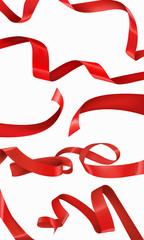 Set of elegant silk curled ribbons. Vector illustration