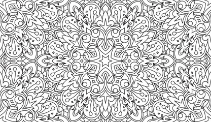 Seamless Abstract Tribal Black-White Pattern. Hand Drawn Ethnic Texture. Vector Illustration.