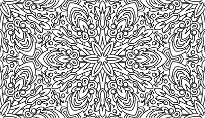 Fototapeta premium Seamless Abstract Tribal Black-White Pattern. Hand Drawn Ethnic Texture. Vector Illustration.