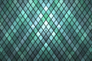 Green blue colored blurry abstract stained glass window detail background