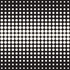 Vector Seamless Black and White Circle Gradient Halftone Pattern