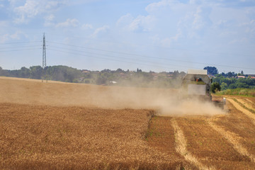 Harvester on the field