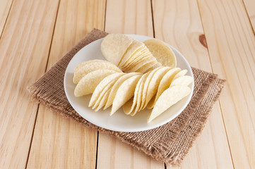 Potato chips in white plate